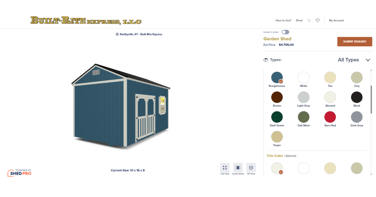 Builders Rite Drawing 3D Shed Builder - Built Rite Express LLC